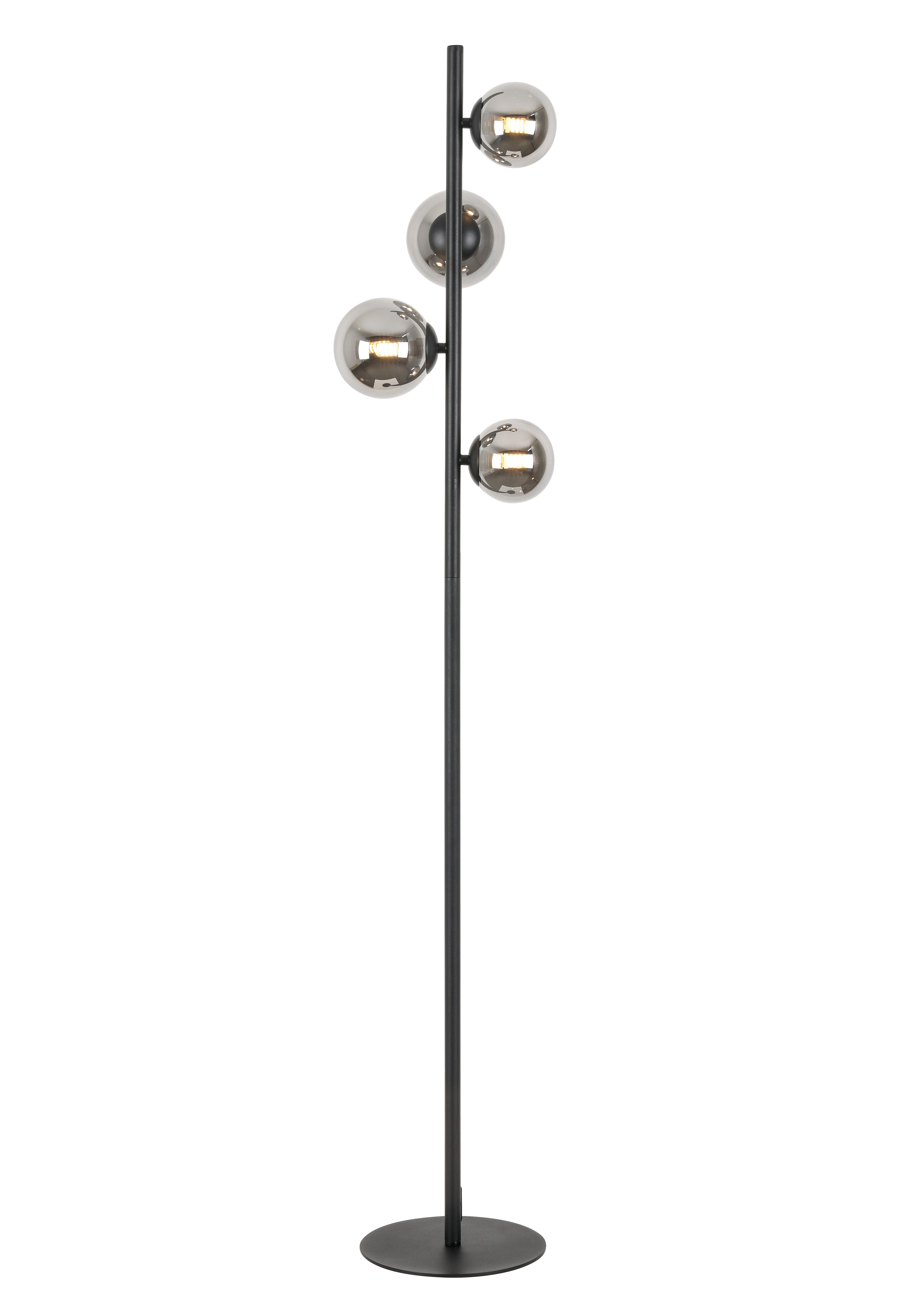 Stojacia lampa LISIB, V:140cm - čierna/chrómová, Romantik / Landhaus, kov/sklo (27/140cm) - Mömax