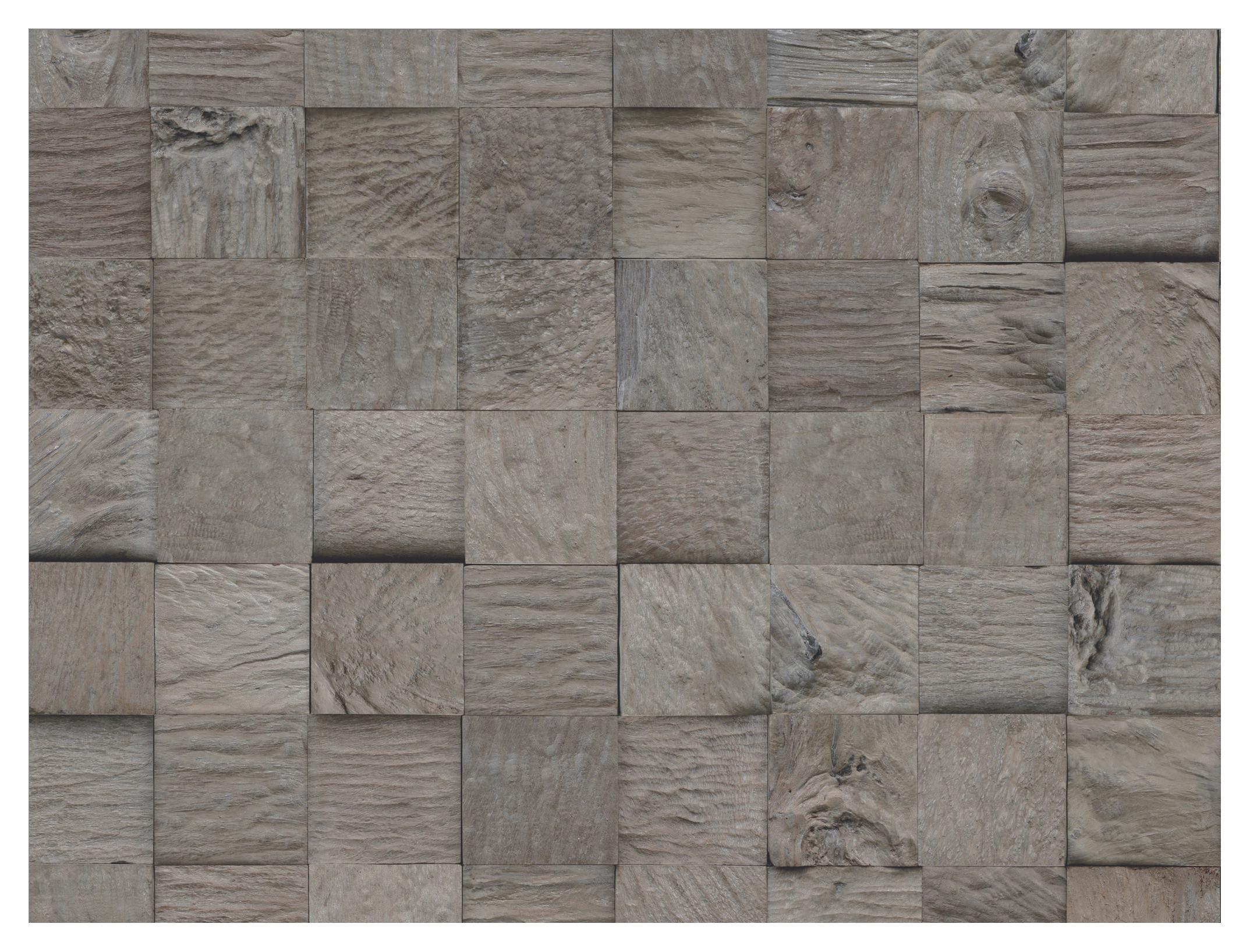 Wandverkleidung Teak Classic Cube Java - Grau, Basics, Holz (55.2/18.4/2cm)