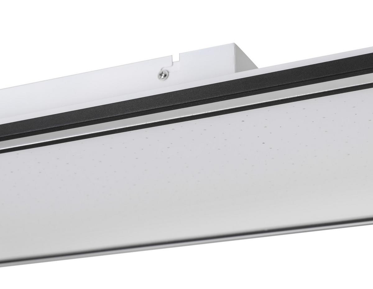 Led-deckenleuchte Bruno L: 120 Cm Mit Sternenhimmel - Chromfarben/Schwarz, MODERN, Kunststoff/Metall (120/30/7,5cm) - Luca Bessoni