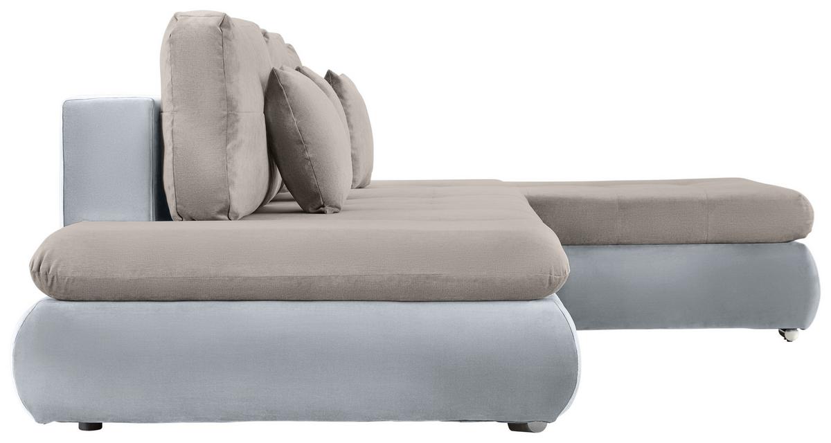 Rohová sedačka ENRICO, obojstranná, strieborná - čierna/chrómová, Konventionell, kov/textil (303/88/185cm) - Based