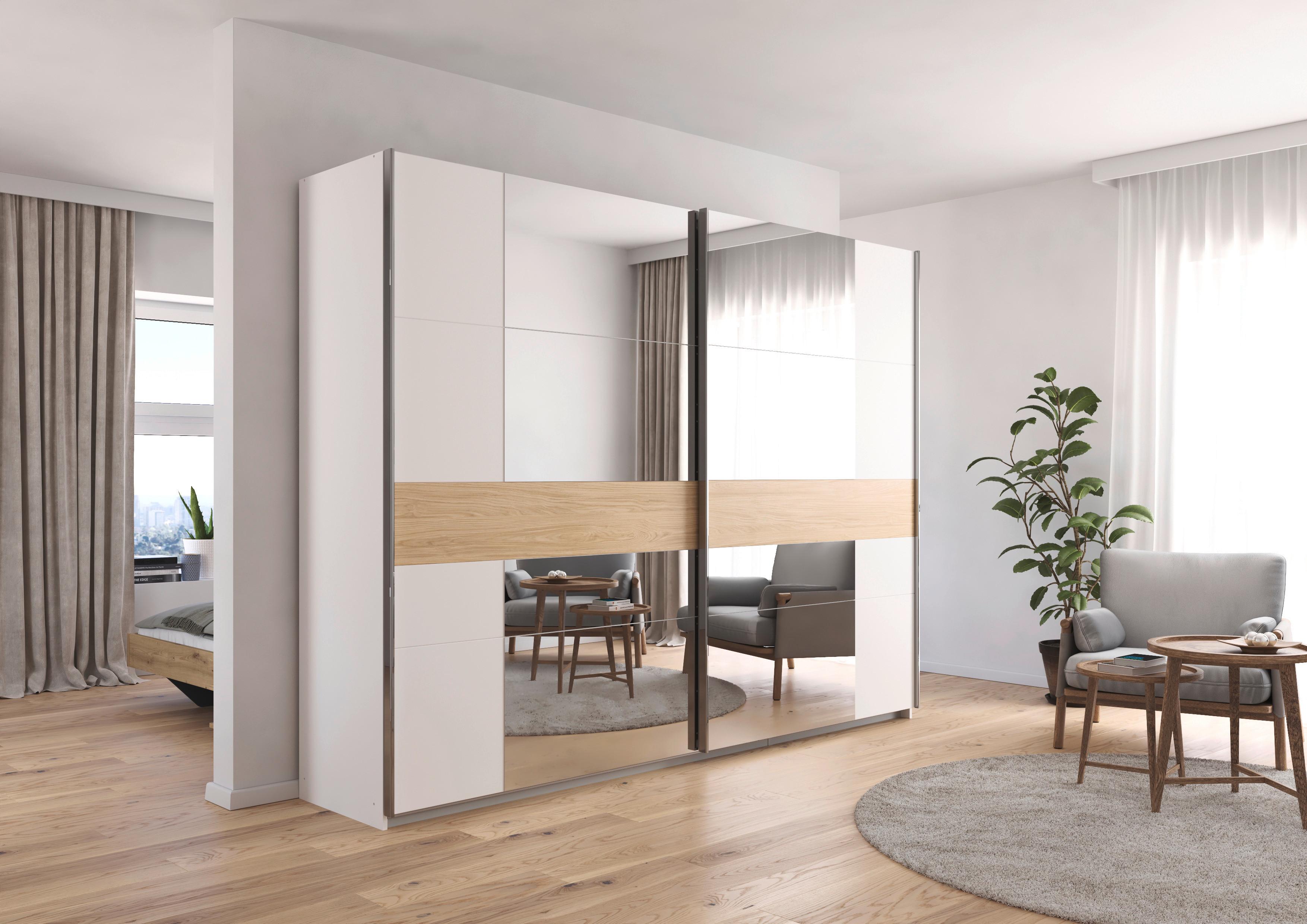 Schwebetürenschrank Calisto - Eichefarben/Weiß, KONVENTIONELL, Holzwerkstoff (270/210/57cm) - James Wood