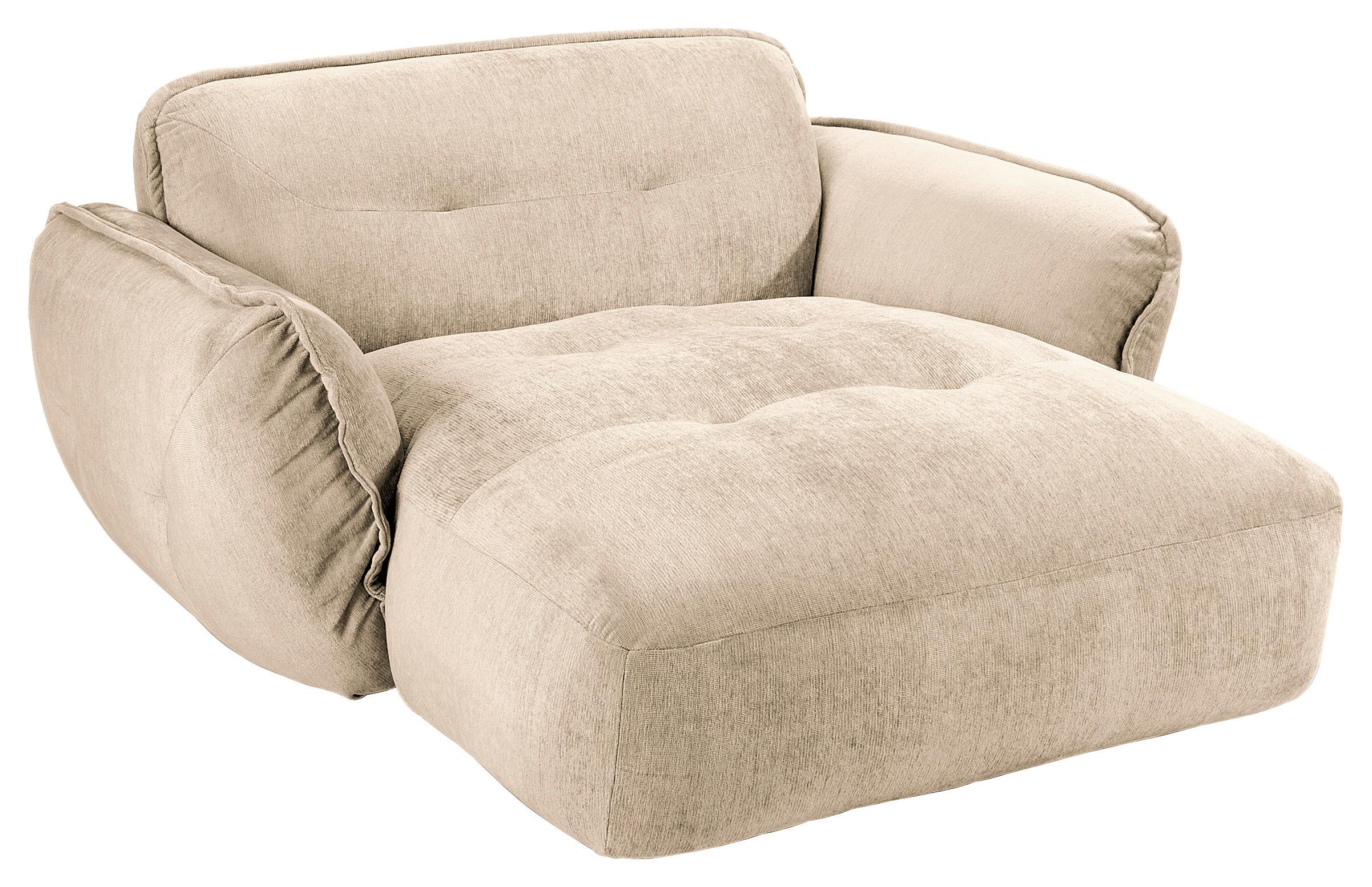 XXL-SESSEL Fluffy, Creme B: 182 cm - Creme/Schwarz, MODERN, Textil (182/87/184cm) - Trendmanufaktur