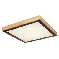 LED-Deckenleuchte 41764-24q - Schwarz/Braun, Natur, Holz/Kunststoff (39/39/9cm) - Globo