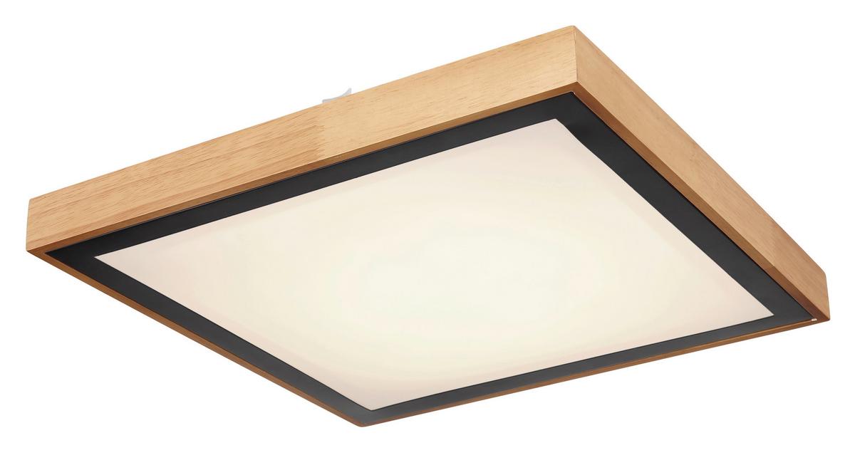 LED-Deckenleuchte 41764-24q - Schwarz/Braun, Natur, Holz/Kunststoff (39/39/9cm) - Globo