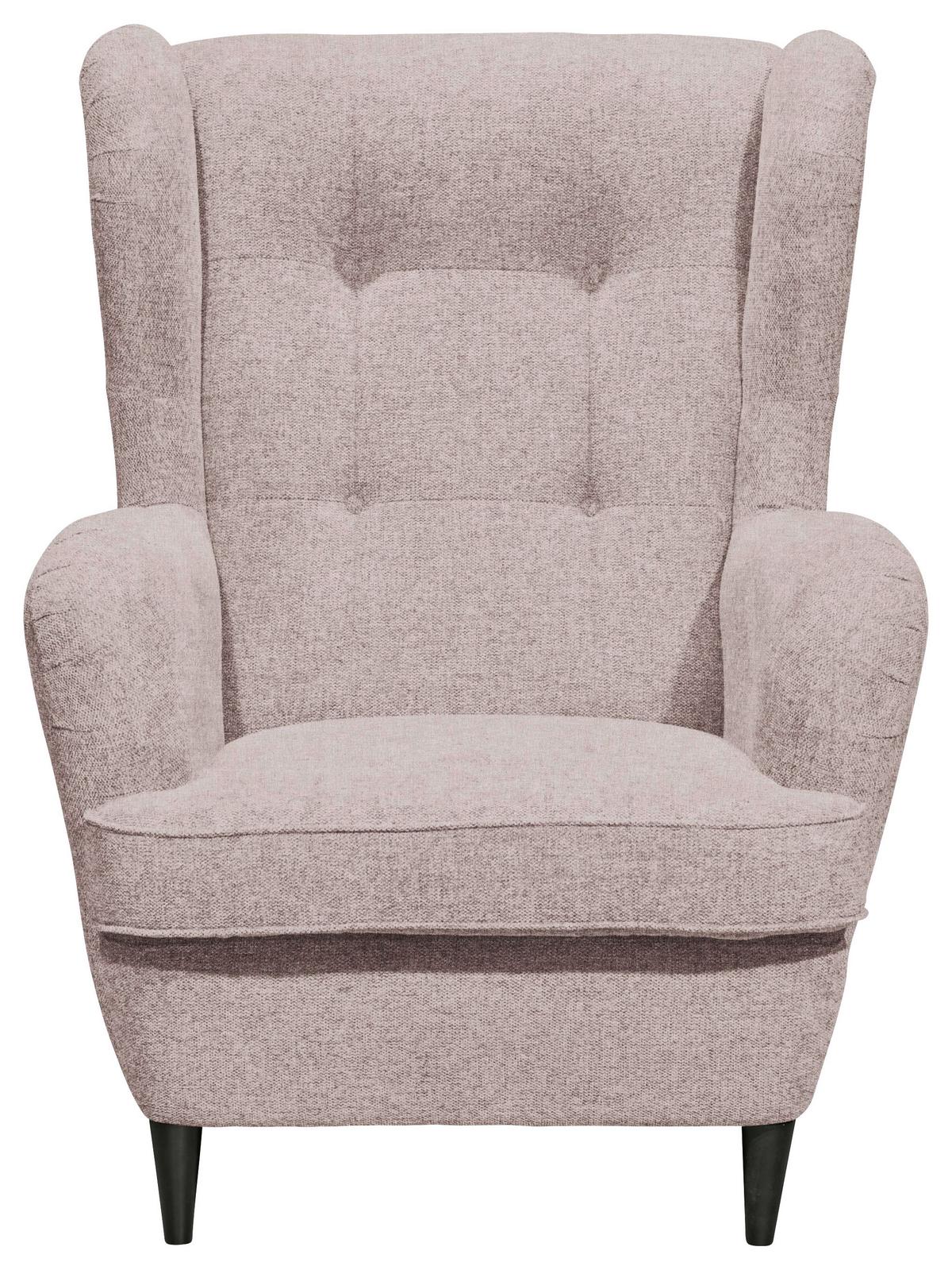 Ohrensessel Oskar Rosa B: 78 Cm - Schwarz/Rosa, Basics, Textil (78/102/98cm) - MID.YOU