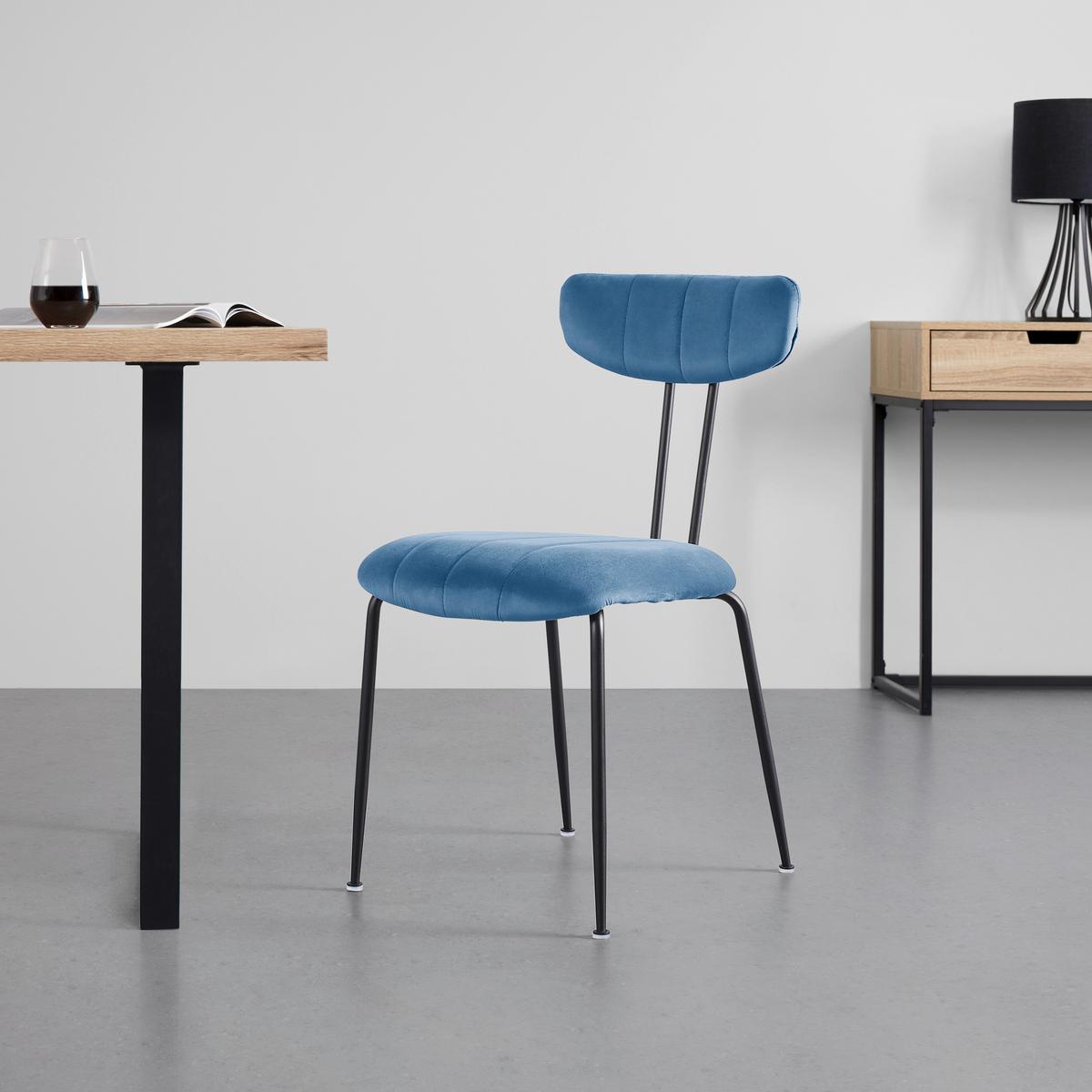Jídelní židle TYLOR modrá - modrá/černá, Moderní, kov/dřevo (45/85/58cm) - Modern Living