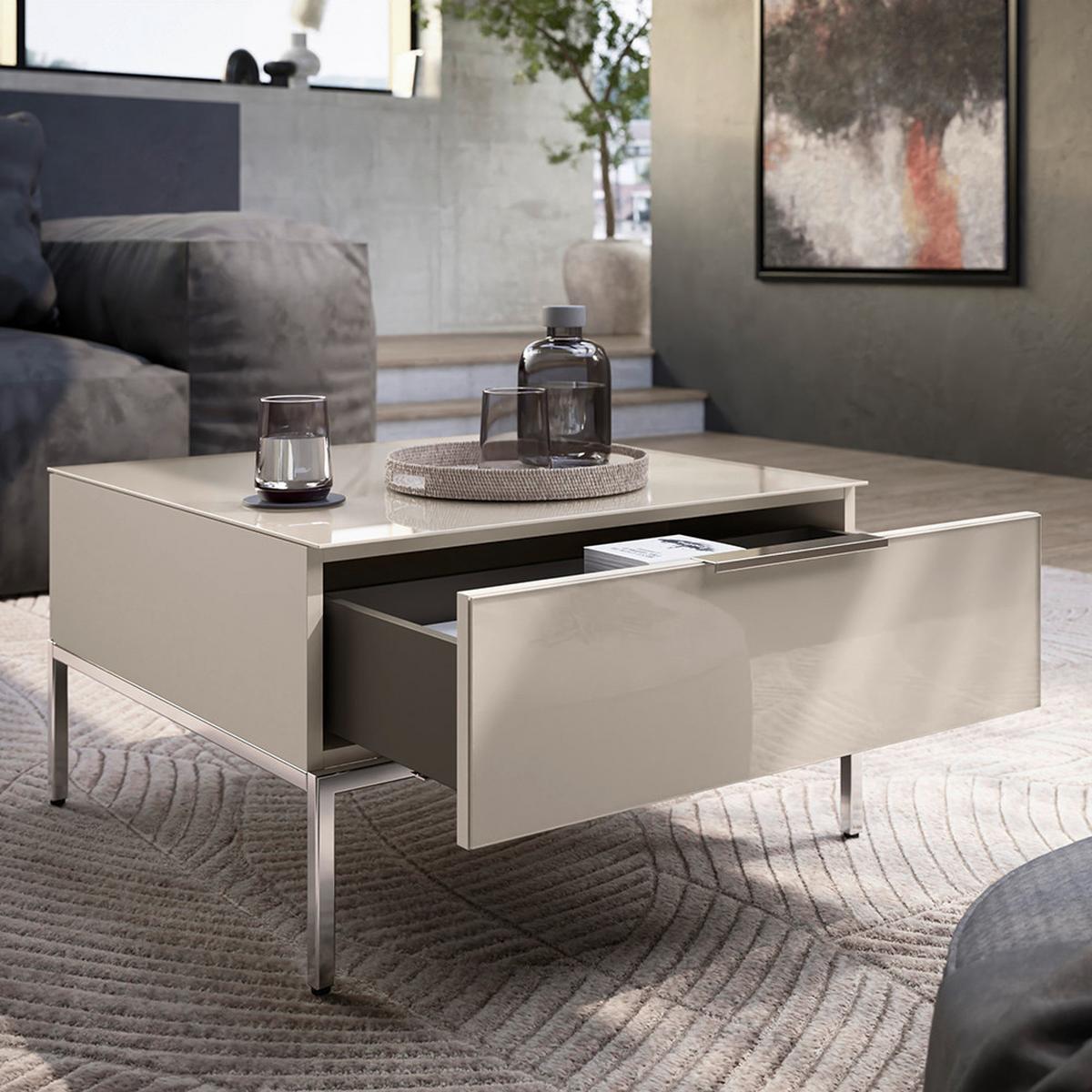 KONFERENČNÍ STOLEK SIENA - kašmírová/barvy chromu, Moderní, kov/kompozitní dřevo (70/41/70cm) - Premium Living