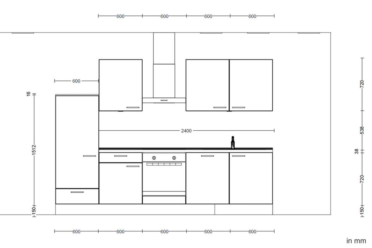 Küchenleerblock Easytouch Low-Line, L10 Links - Dunkelgrün/Eichefarben, MODERN, Holzwerkstoff (300cm) - Nobilia