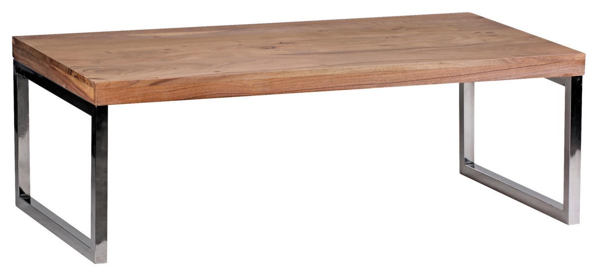 Konferenčný stolík Guna masív - farba akácie/chrómová, Design, kov/drevo (120/60/40cm) - MID.YOU