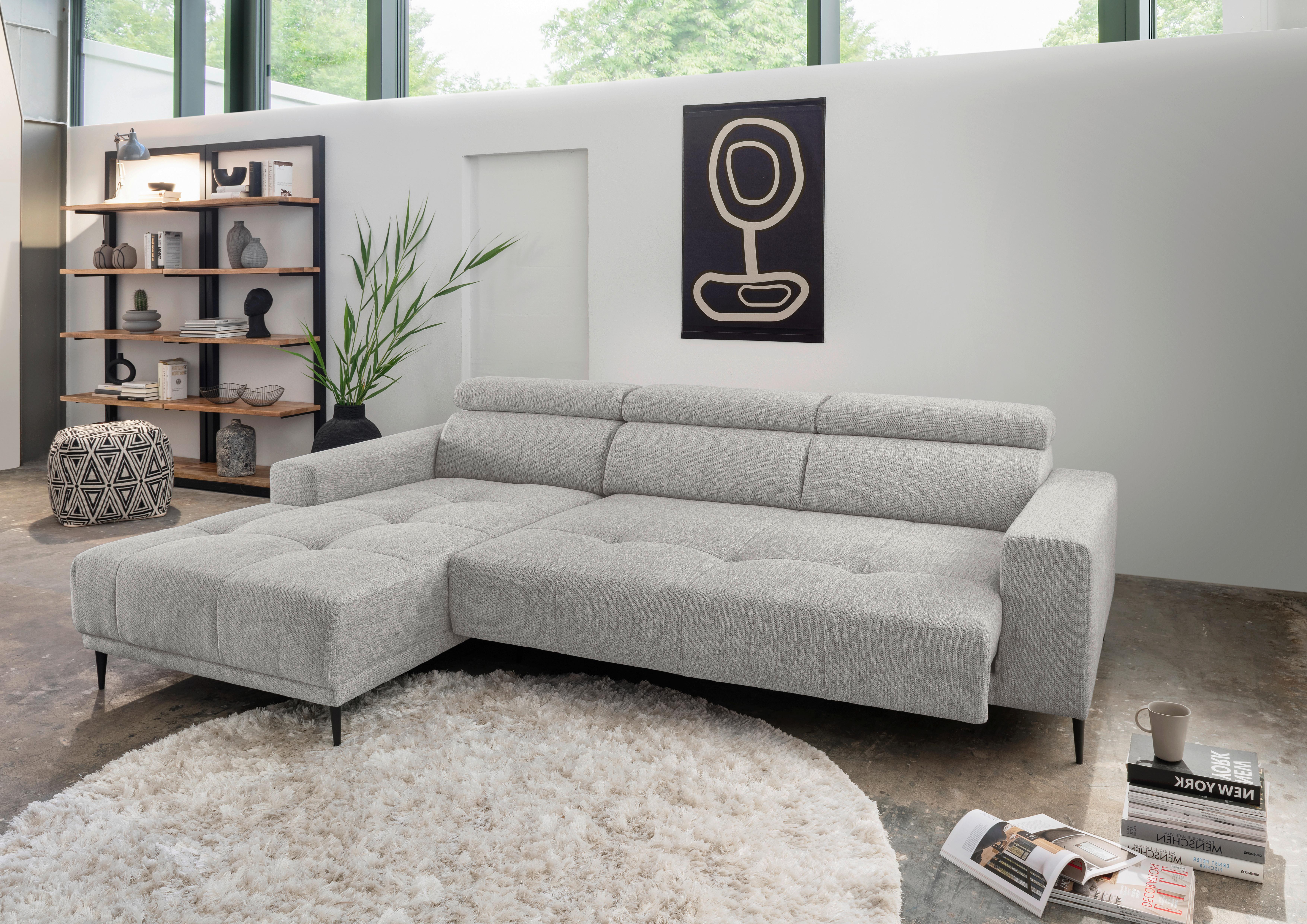 Ecksofa Interna, Grau S: 188x276 Cm - Schwarz/Grau, KONVENTIONELL, Textil (188/276cm) - Livetastic