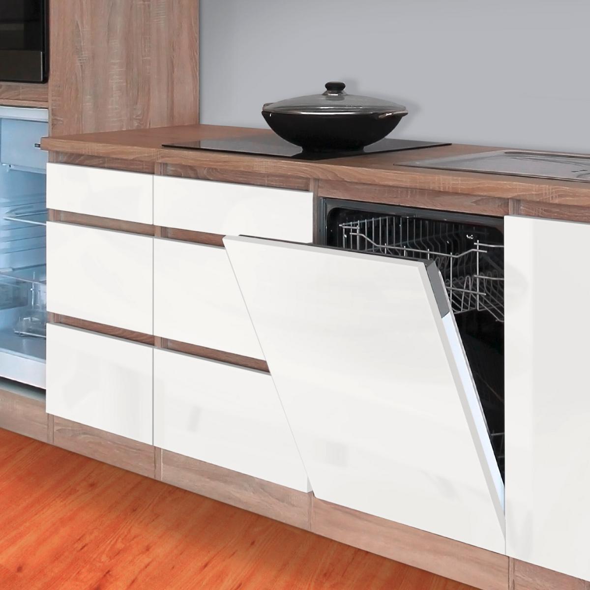 Küchenzeile Premium M. Geräten 280 Cm Weiß/eiche Dekor Modern - Eichefarben/Weiß, MODERN, Holzwerkstoff (280cm) - Respekta
