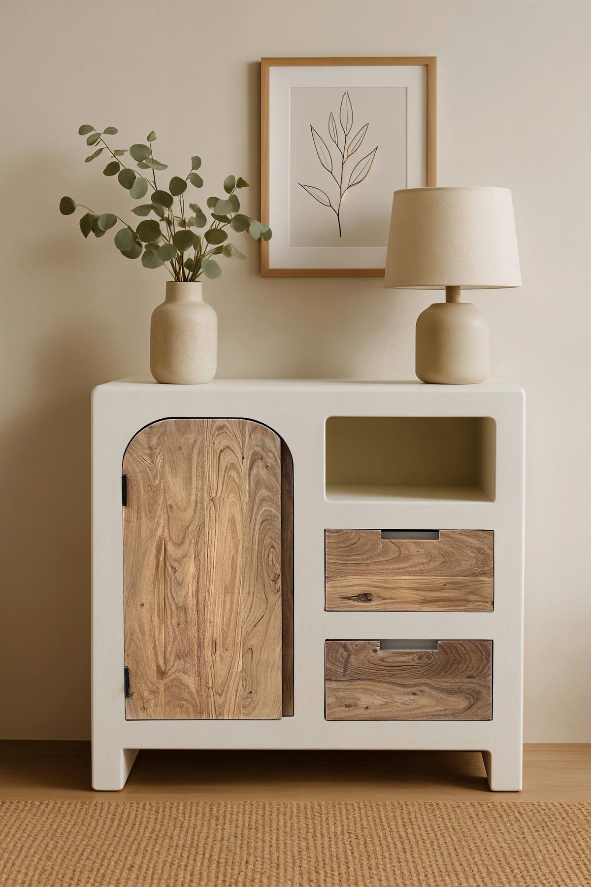 KOMMODE Naturfarben/Weiß B: 80cm - Weiß/Naturfarben, Design, Holz/Holzwerkstoff (80/80/40cm) - MID.YOU