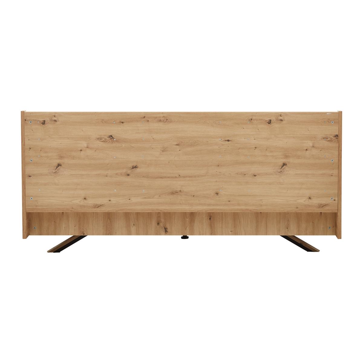 Manželská posteľ Dormio, šampanská/dekor dub 180x200 - čierna/šampanská, Modern, kov/drevo (180/200cm) - Bessagi Home