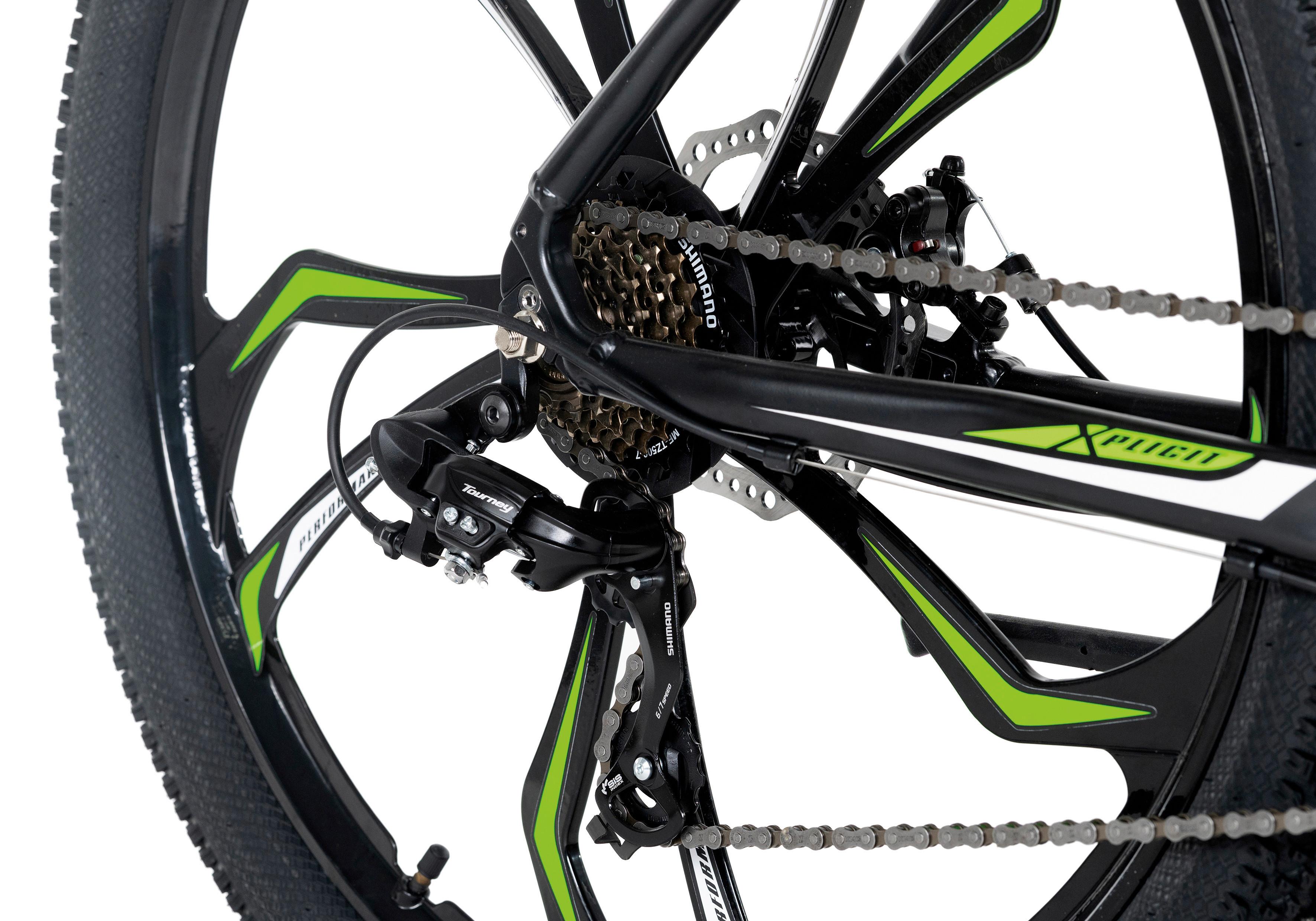 Mountainbike HARDTAIL XPLICIT aus Aluminium in Schwarz/Grün mit 21 Gängen Detail Gangschaltung