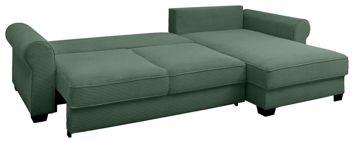 Ecksofa Maureen Dunkelgrün S:318x197cm - Dunkelgrün/Schwarz, KONVENTIONELL, Textil (318/197cm) - MID.YOU