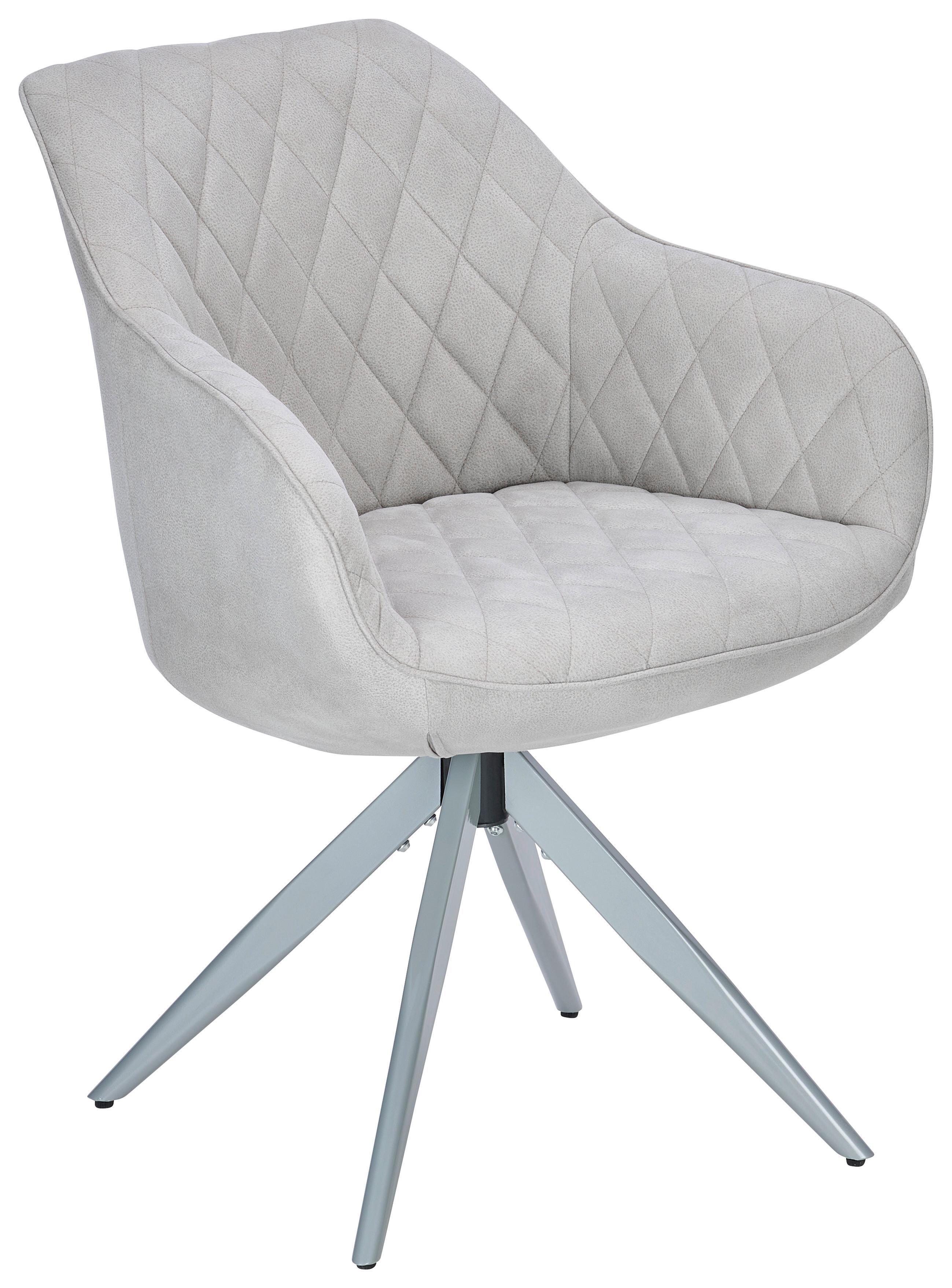 Armlehnstuhl Adriano Hellgrau Gepolstert - Hellgrau, MODERN, Textil/Metall (59/84/59cm) - Livetastic