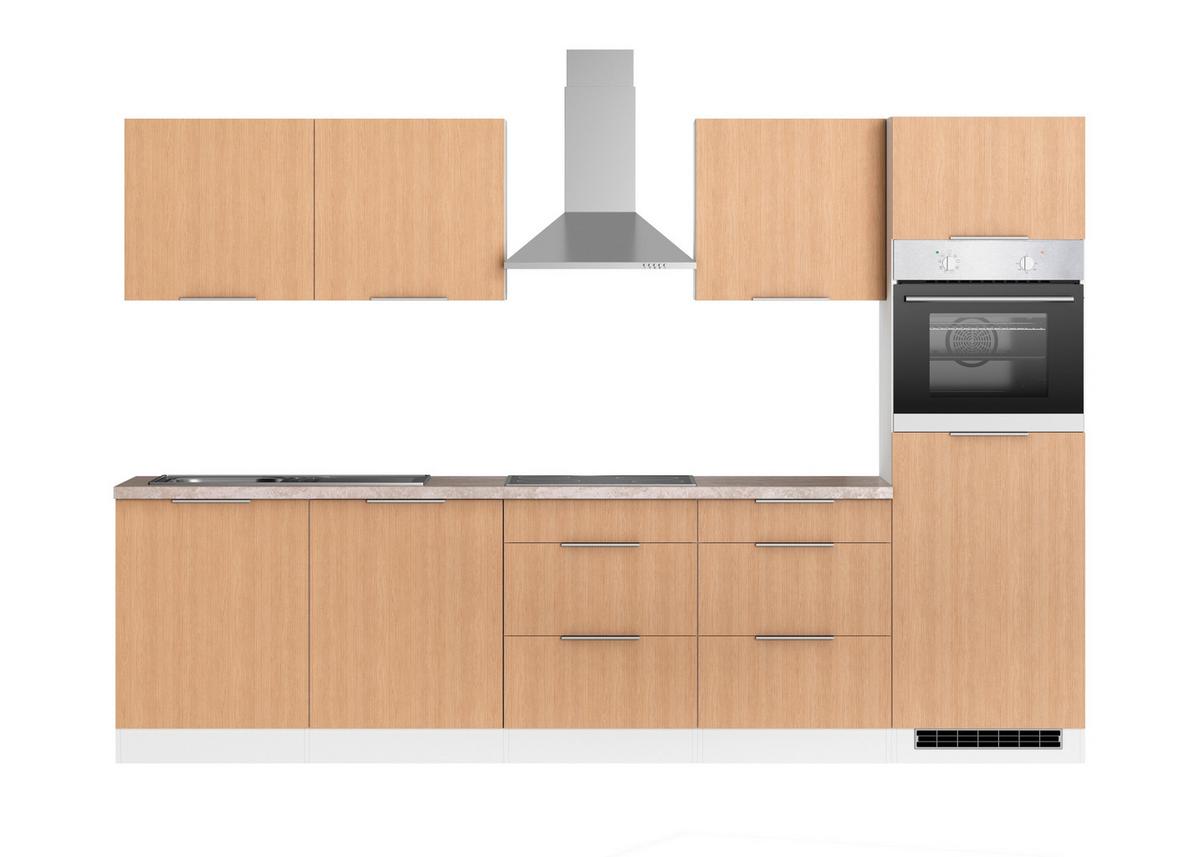 Küchenblock Glasgow Weiß/eichefarben B: 300 Cm - Eichefarben/Beige, LIFESTYLE, Holzwerkstoff (300cm) - Held