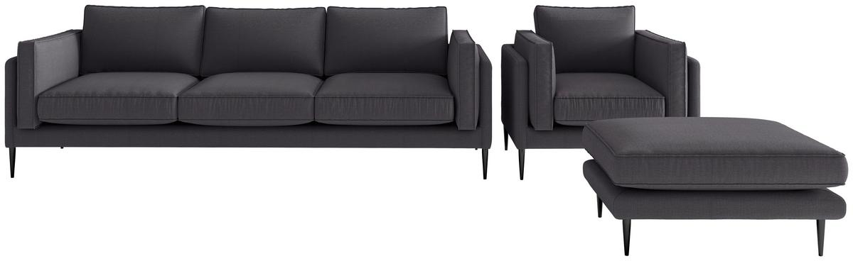 Sitzgarnitur Austin - Graubraun/Braun, Design, Textil - Livetastic