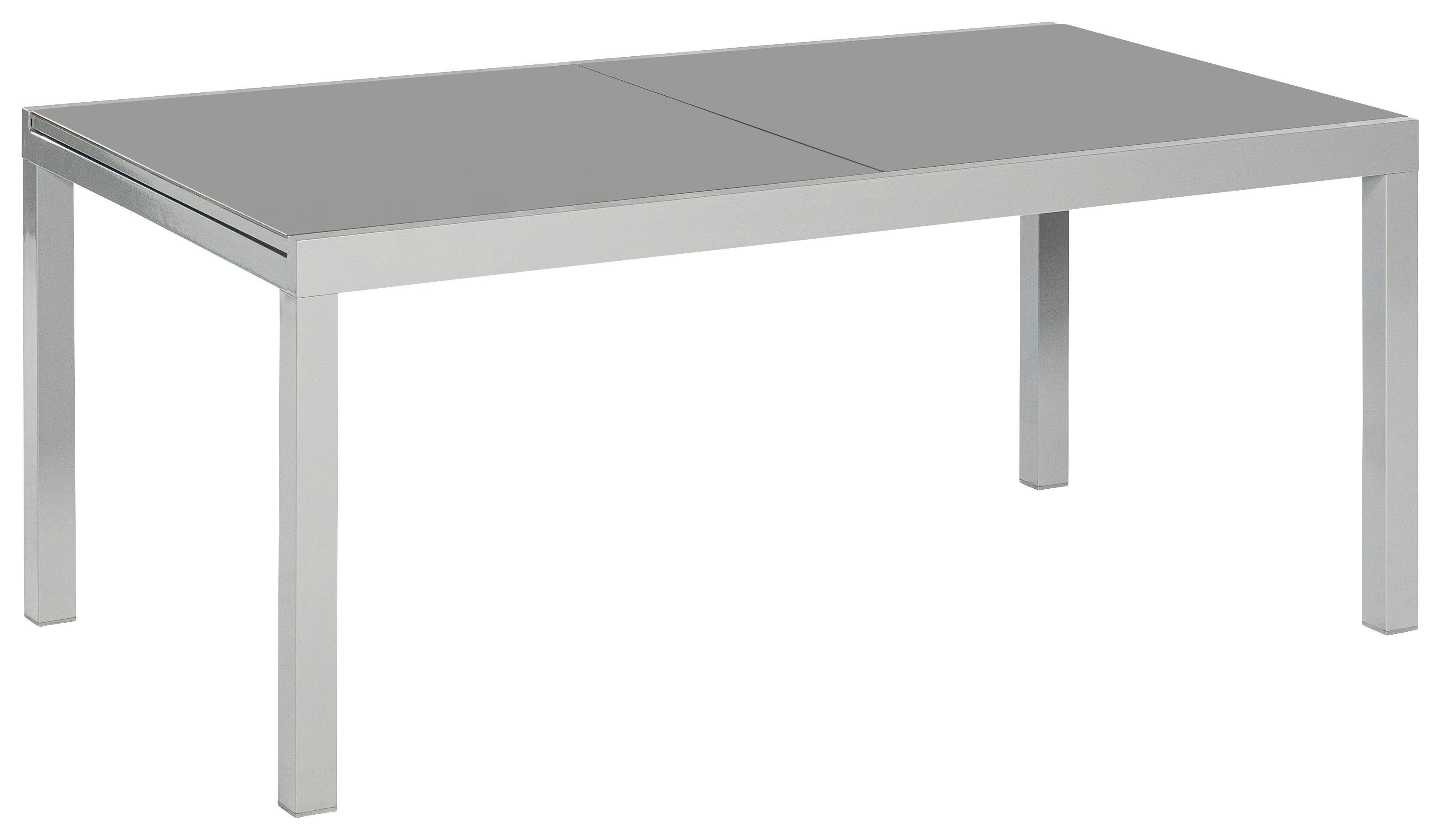 Gartentisch Ausziehbar Semi Metall/Glas Grau L: 180-250 cm - Silberfarben/Grau, KONVENTIONELL, Glas/Metall (180-250/100/75cm) - Gardenson