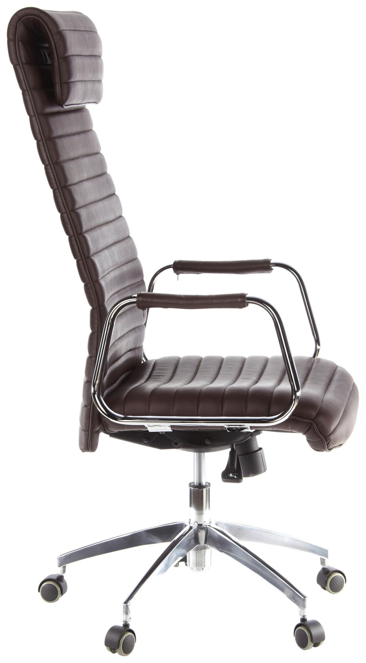 Drehstuhl Aspera 20 Dunkelbraun - Dunkelbraun/Silberfarben, MODERN, Leder/Kunststoff (59/139/50cm) - MID.YOU