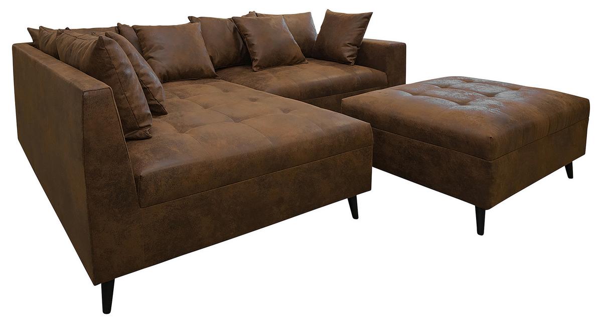 Ecksofa Pruno, Braun S: 174x247 Cm - Schwarz/Braun, Design, Textil (174/247cm) - MID.YOU