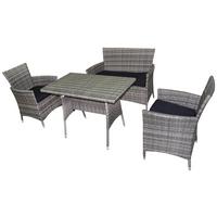 Loungegarnitur Valetta Metall/glas - Anthrazit/Grau, MODERN, Glas/Kunststoff (110/80/61cm) - Beldano