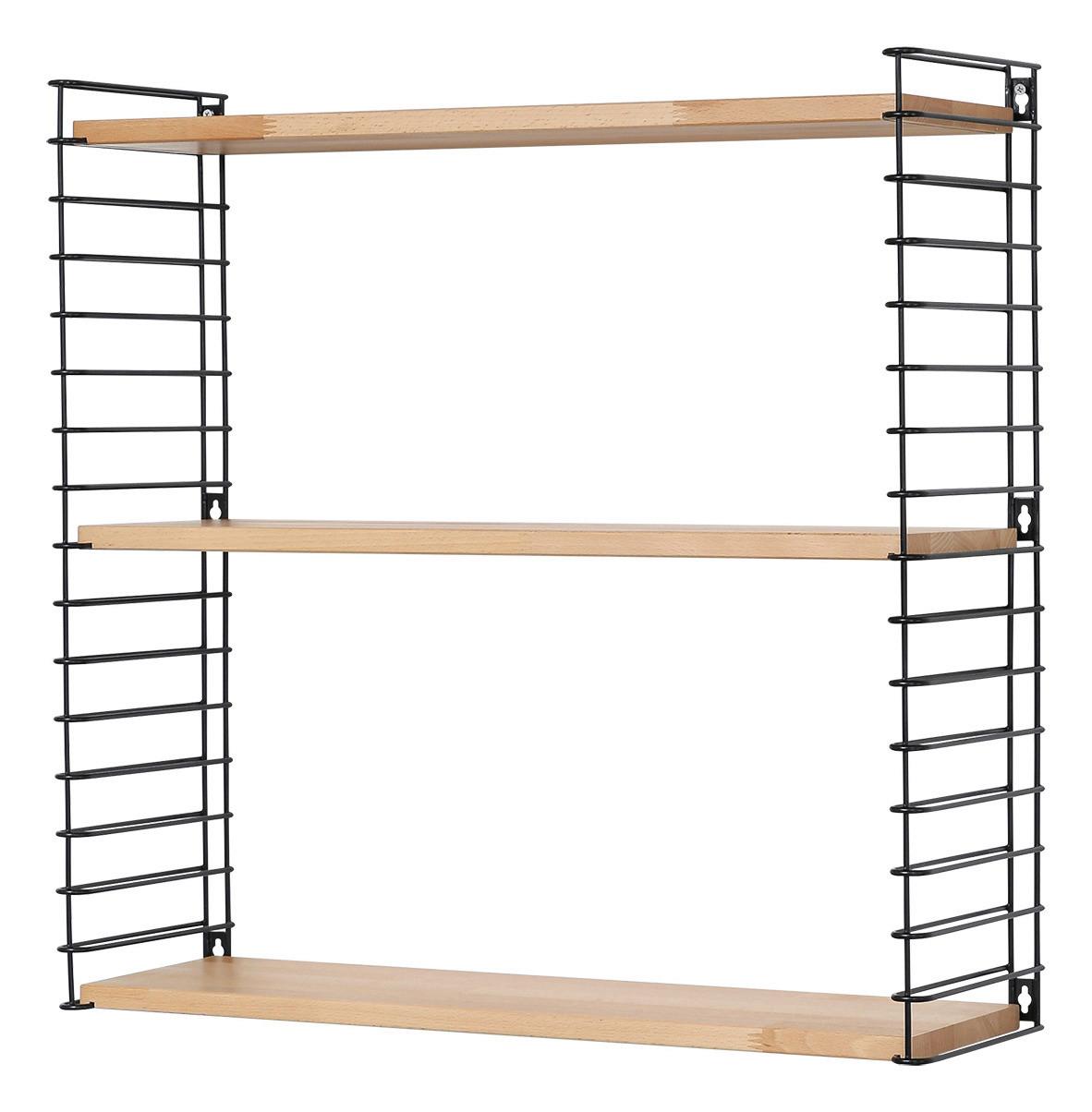Wandregal Tomado B: 70 cm Buchefarb. Echtholz 3 Fächer - Buchefarben/Schwarz, KONVENTIONELL, Holz/Metall (70/68/21cm) - Tomado