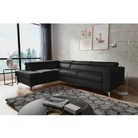 Ecksofa Mondo, Schwarz S: 208x286 Cm - Chromfarben/Schwarz, Design, Leder/Textil (208/286cm) - Livetastic