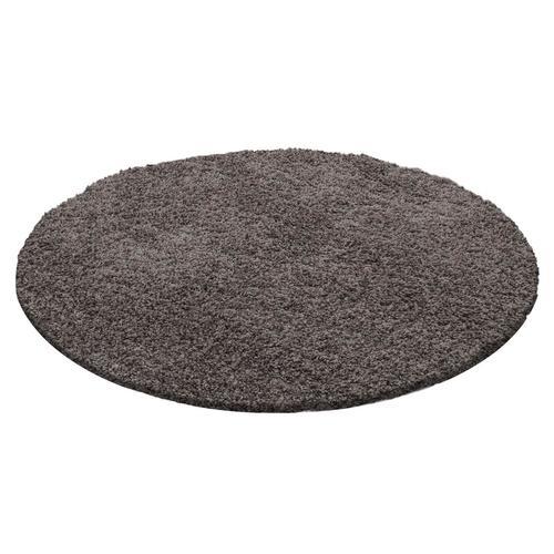 Hochflor Teppich Taupe Life Rund Ø 120 cm - Taupe, KONVENTIONELL, Textil (120cm) - Novel