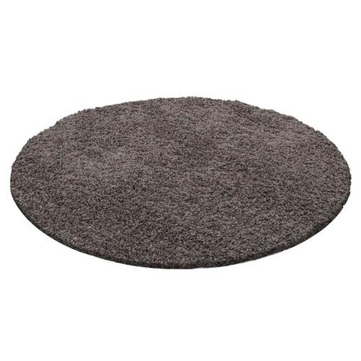 Hochflor Teppich Taupe Life Rund Ø 120 cm - Taupe, KONVENTIONELL, Textil (120cm) - Novel
