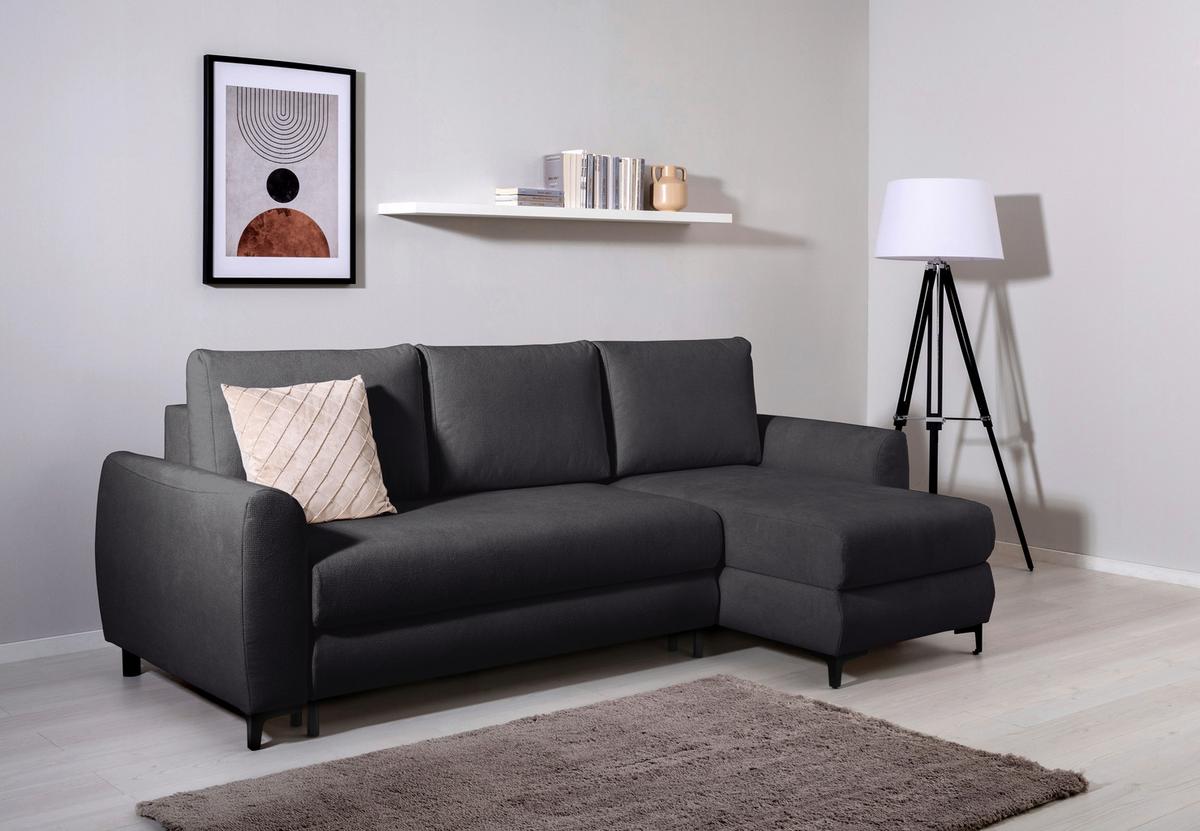 Ecksofa Moli, Schwarz S: 236x148 cm - Schwarz, Design, Textil (236/148cm) - MID.YOU