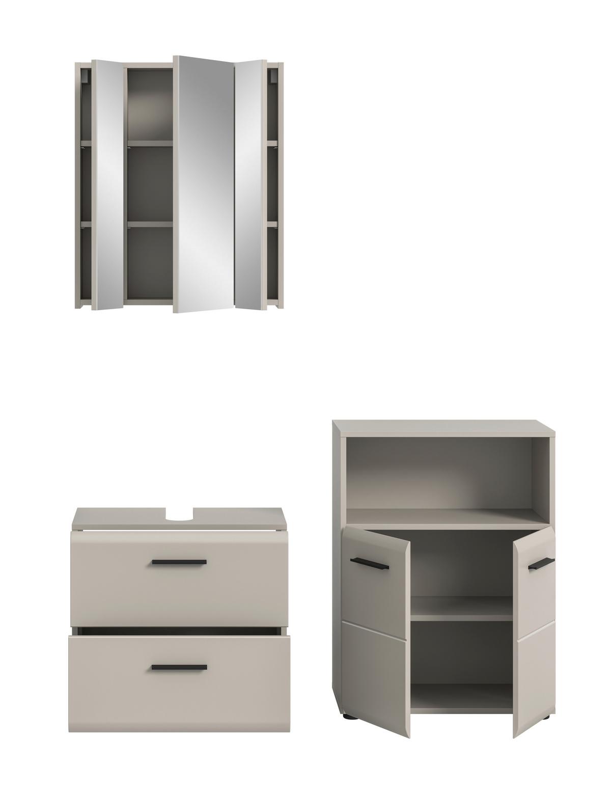 Badezimmer ICE Kaschmir B: 120 cm - Kaschmir/Schwarz, Trend, Glas/Holzwerkstoff (120cm) - MID.YOU