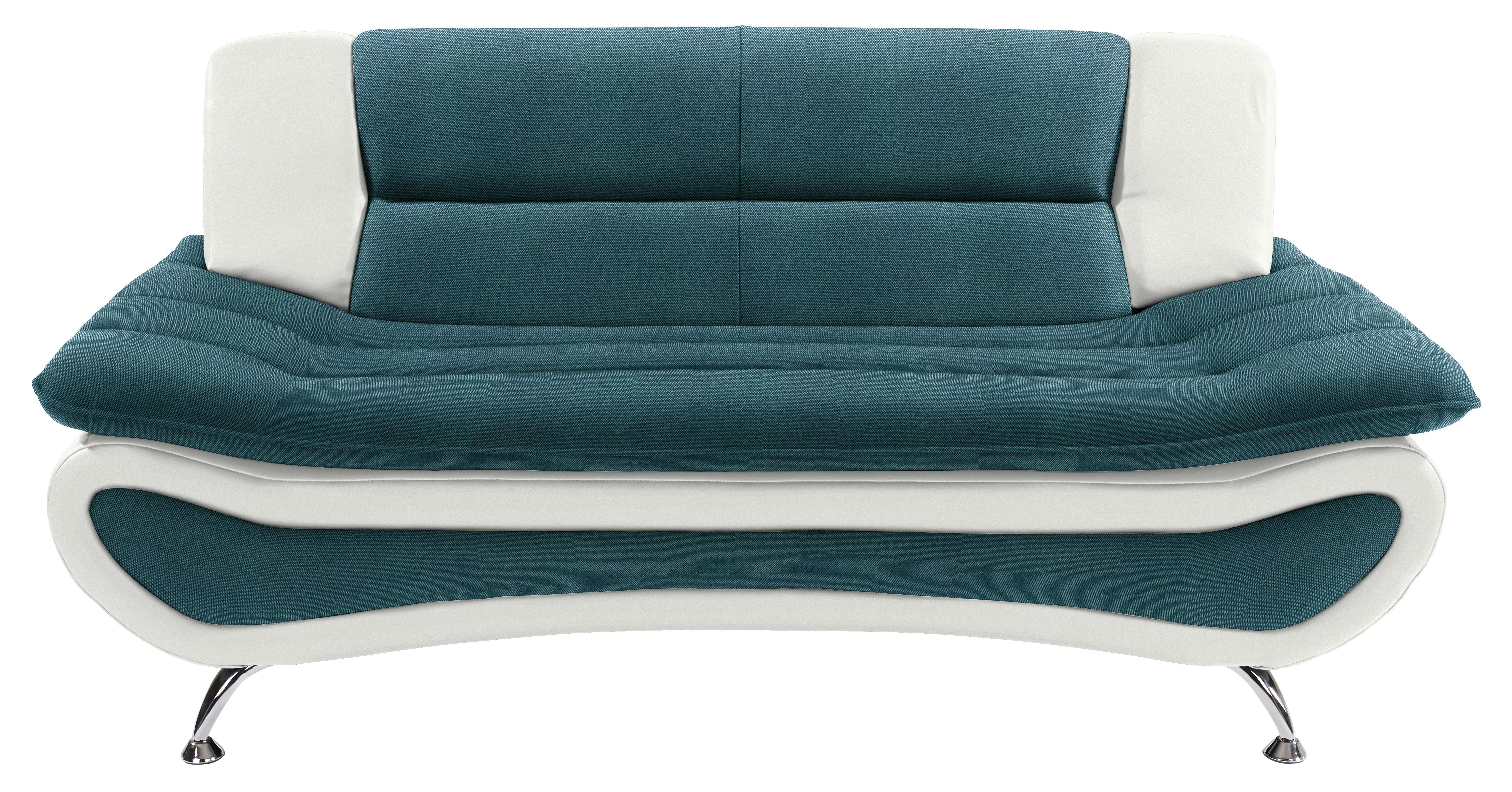 Zweisitzer-Sofa Atlantis B: 166cm - Türkis/Chromfarben, MODERN, Textil (166/81/89cm)