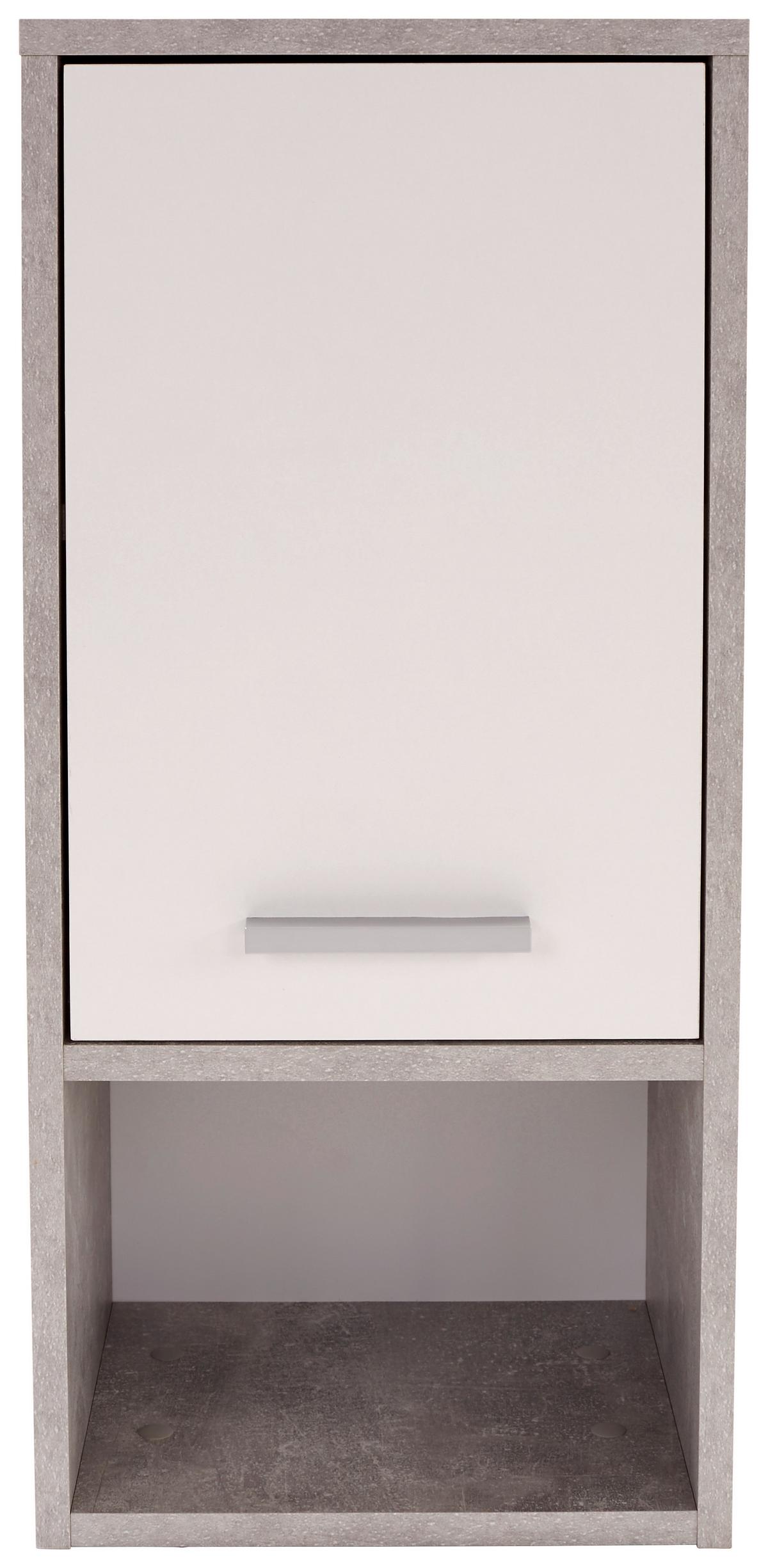 Badezimmer Attack B: 124,4 cm, Betondekor + Weiß - Hellgrau/Weiß, MODERN, Holzwerkstoff (124,4/190/28cm)