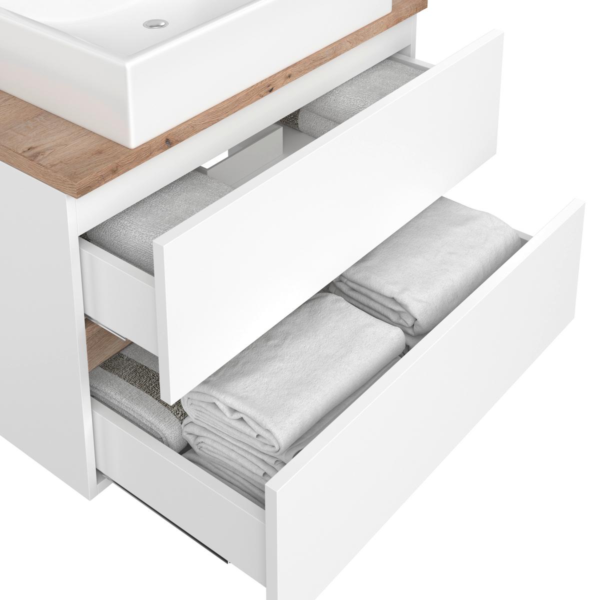 Waschbecken mit Unterschrank Marbella B: 80 cm Weiß - Weiß, MODERN, Keramik/Holzwerkstoff (80/64,5/47cm)