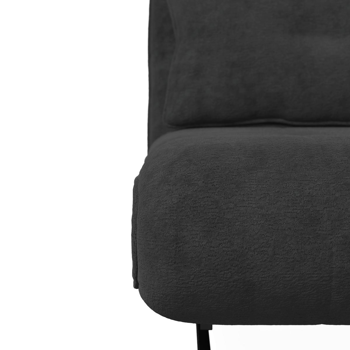 Rozkládací pohovka LUNA, tmavě šedé buklé, max.240 kg - černá/tmavě šedá, Moderní, kov/textil (142/62/40cm) - Bessagi Home