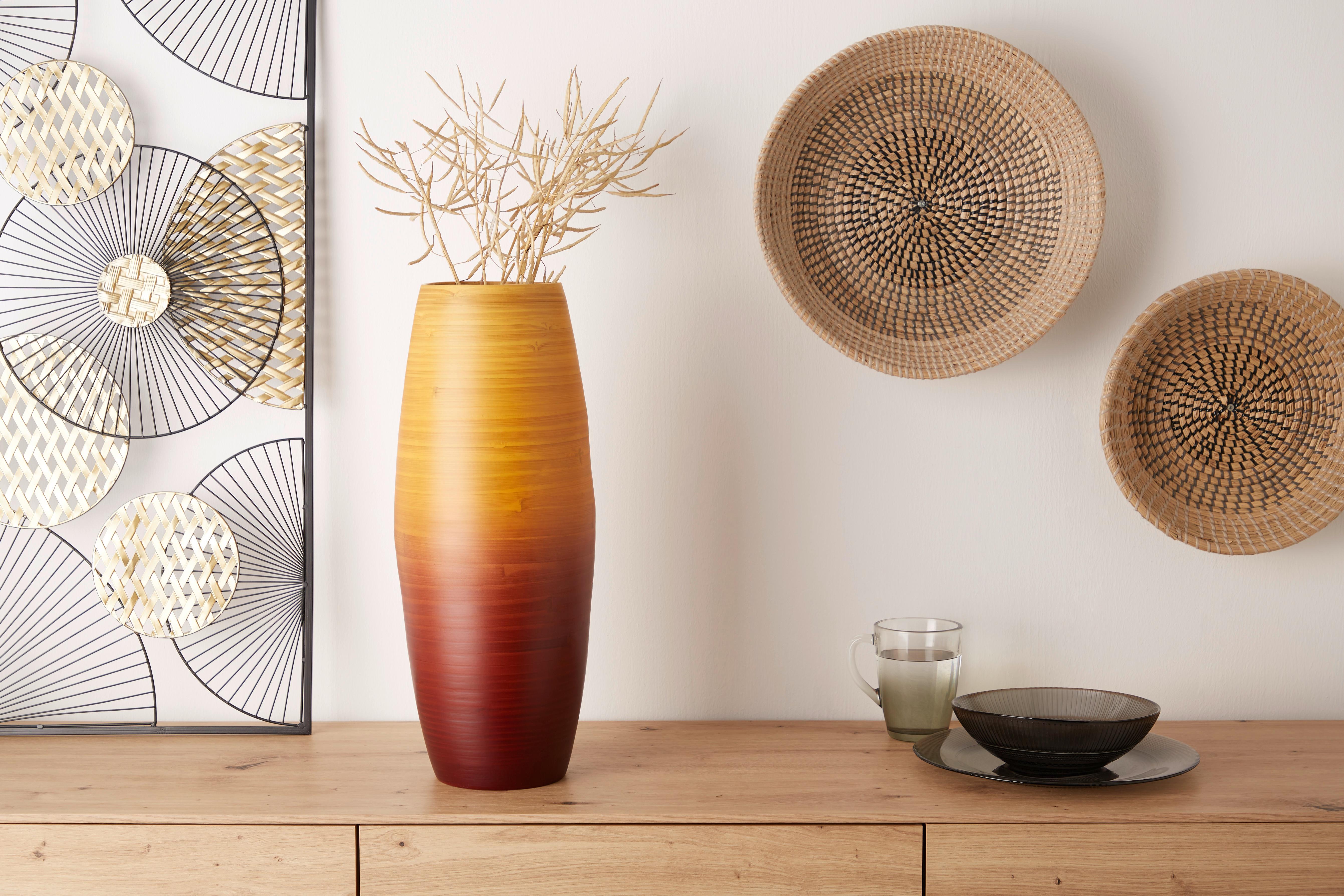 Vase Camille Zylindrisch Bambus Braun/Gelb H: 47 cm - Gelb/Braun, MODERN, Naturmaterialien (19/47cm) - James Wood