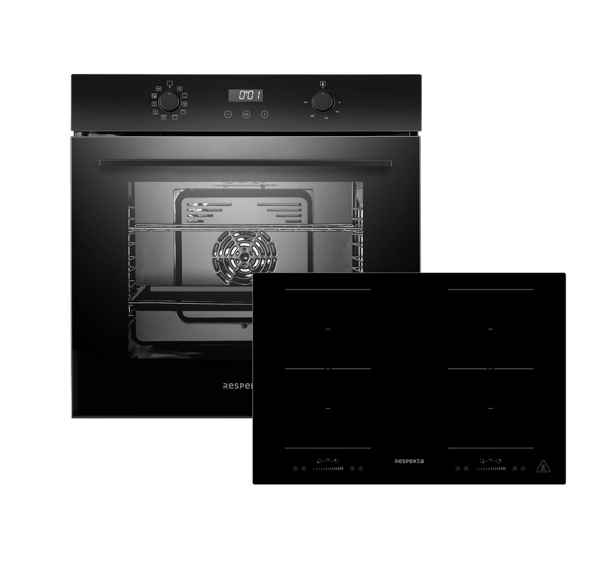 Einbauherd-set B: 59,5 Cm Induktion/ Autark - Schwarz, Trend, Glas/Metall (59,5/59,9/56,5cm) - Respekta