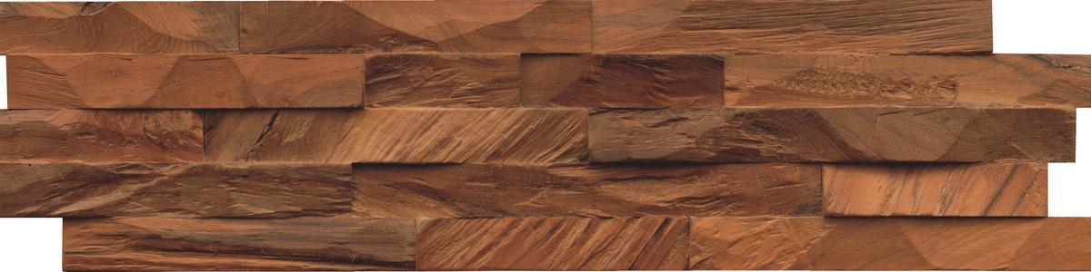 Wandverkleidung Teak Diamond Natur - Braun, Basics, Holz (61/15/2cm)