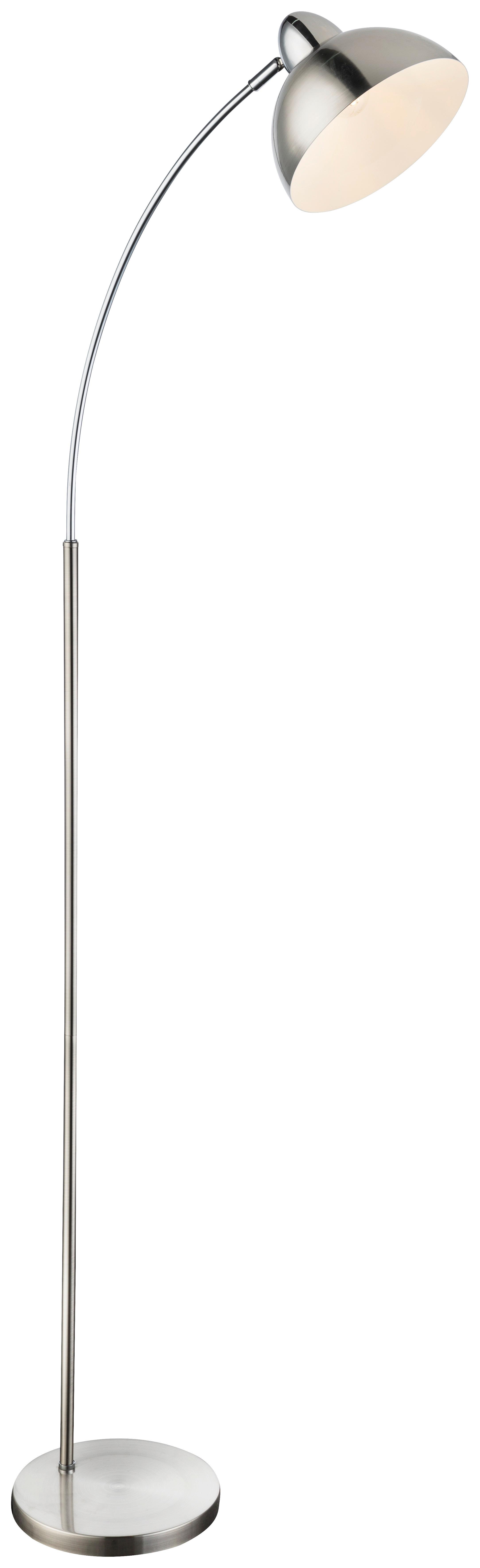 Stehlampe Leana Nickelfarben/Weiß, Metall - Weiß/Nickelfarben, Trend, Metall (50/23/155cm) - Globo