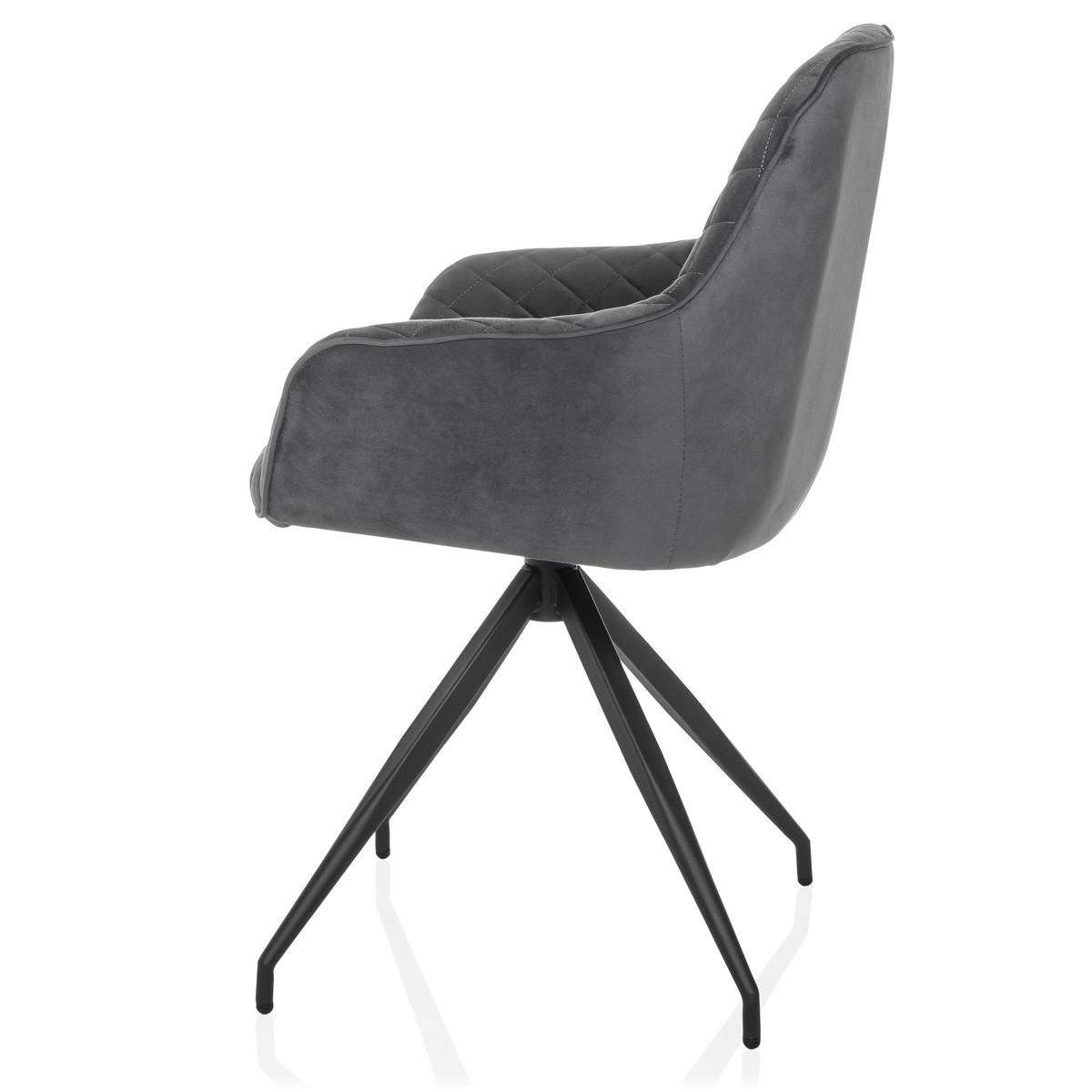 Armlehnstuhl Elverum Grau B: 58 Cm - Schwarz/Grau, MODERN, Textil/Metall (58/87/57cm) - MID.YOU