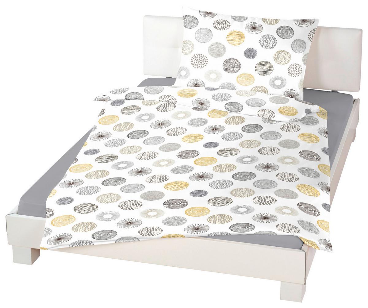 Bettwäsche 140x200 cm Natalia Bunt in verschiedenen Designs - Blau/Beige, KONVENTIONELL, Textil - Ondega