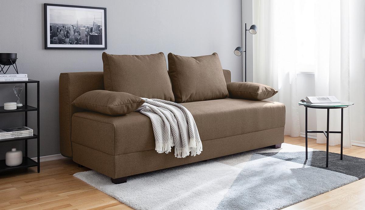 Schlafsofa Dingo, Braun B: 202 cm - Dunkelbraun/Braun, Design, Textil (202/85/110cm) - MID.YOU
