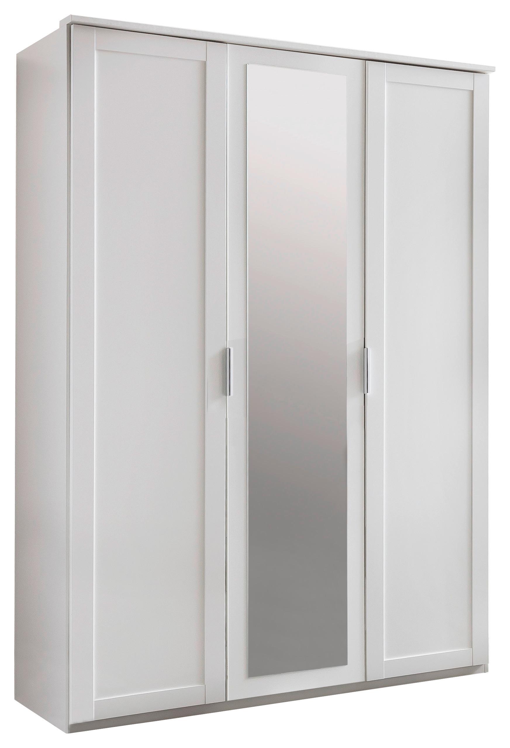 Drehtürenschrank Mit Spiegel 135cm Nadja, Weiß Dekor - Weiß, KONVENTIONELL, Glas/Holzwerkstoff (135/210/58cm) - MID.YOU