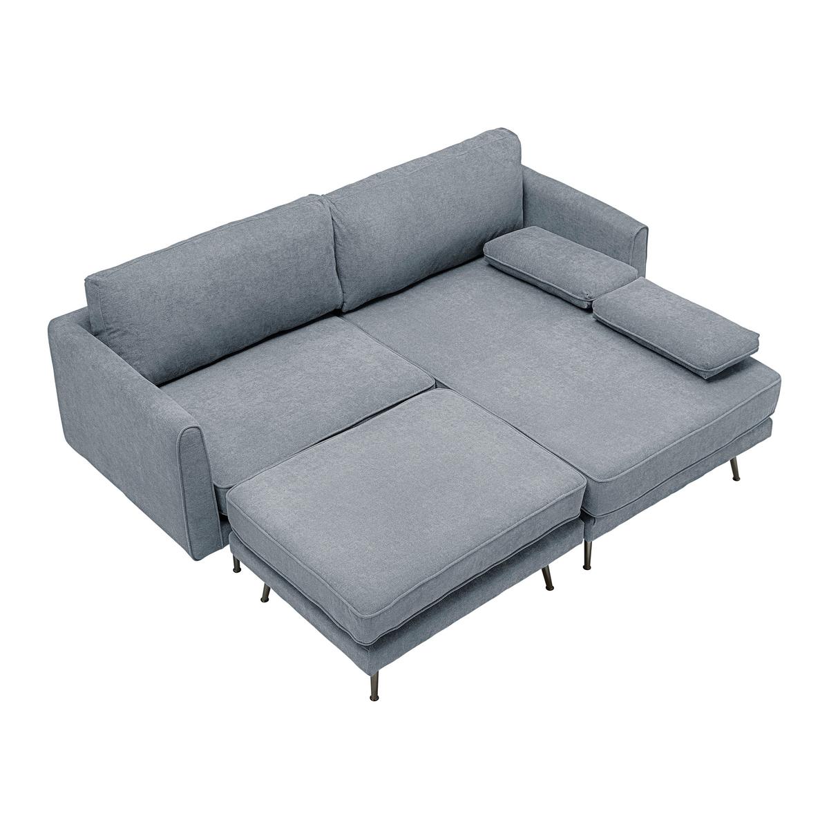 Sedací souprava DUNJA - šedá, Moderní, kov/dřevo (295/89/161cm) - P & B