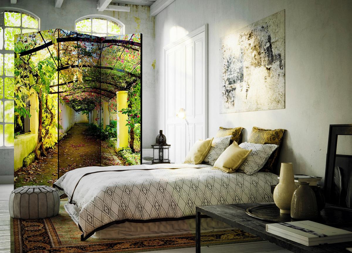 Paravent Braun Grün B: 135 cm - Braun/Grün, Basics, Holz/Kunststoff (135/172/3cm) - artgeist