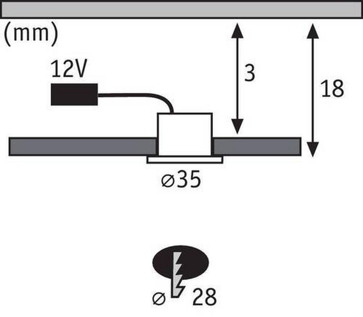 LED-Deckenleuchte Ø 3,5 cm, 5-Flammig, Rund - Basics, Metall (3,5cm) - Paulmann