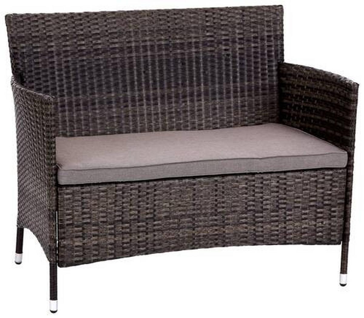 Loungegarnitur 4-tlg Valencia Kunststoff/glas Mit Kissen - Dunkelbraun/Creme, MODERN, Glas/Kunststoff - Ondega