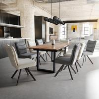 Rozťahovací stôl z masívneho dreva, ca. 140-180x90 cm - čierna/prírodná farba, Modern, kov/drevo (140-180/90/76cm) - Bessagi Home