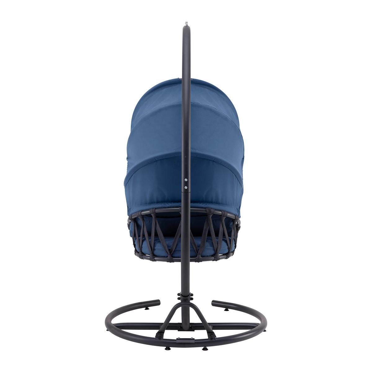 Závesné kreslo ILVA BLU modrá - modrá/tmavosivá, Modern, kov/textil (100/189/123cm) - Bessagi Garden